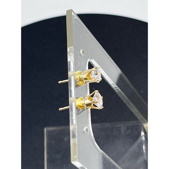 DRT 14K Yellow Gold 5 mm Solitaire Round Prong 1.00 ctw CZ Stud Earring - Picture 10 of 16